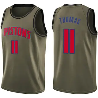 Men's Isiah Thomas Detroit Pistons Green Salute to Service Jersey - Swingman