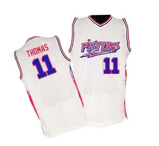 Men's Isiah Thomas Detroit Pistons White Throwback Jersey - Authentic